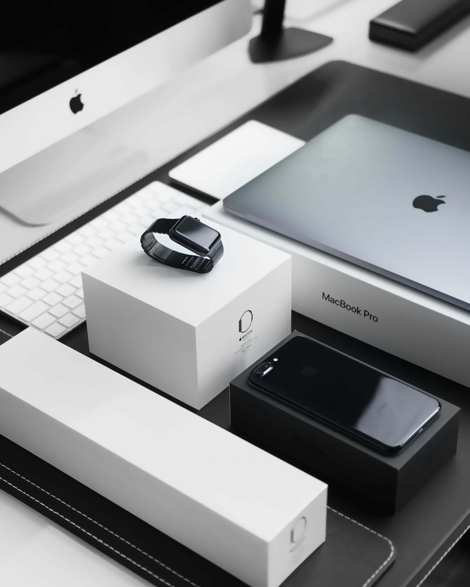 Premium smartphone and other devices with their retail boxes