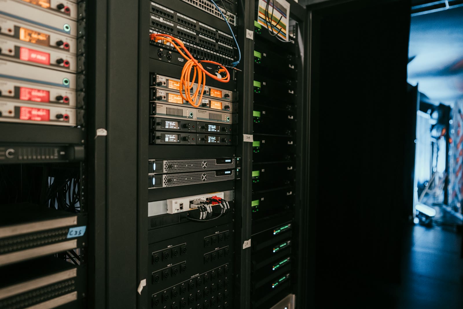 Rack of servers in a server room